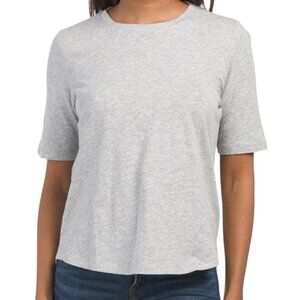 NWT Eileen Fisher PETITE Organic Cotton Light Gray Top | FREE SHIPPING
